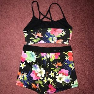 $9 FOR BOTH Floral Workout Shorts and bra Outfit